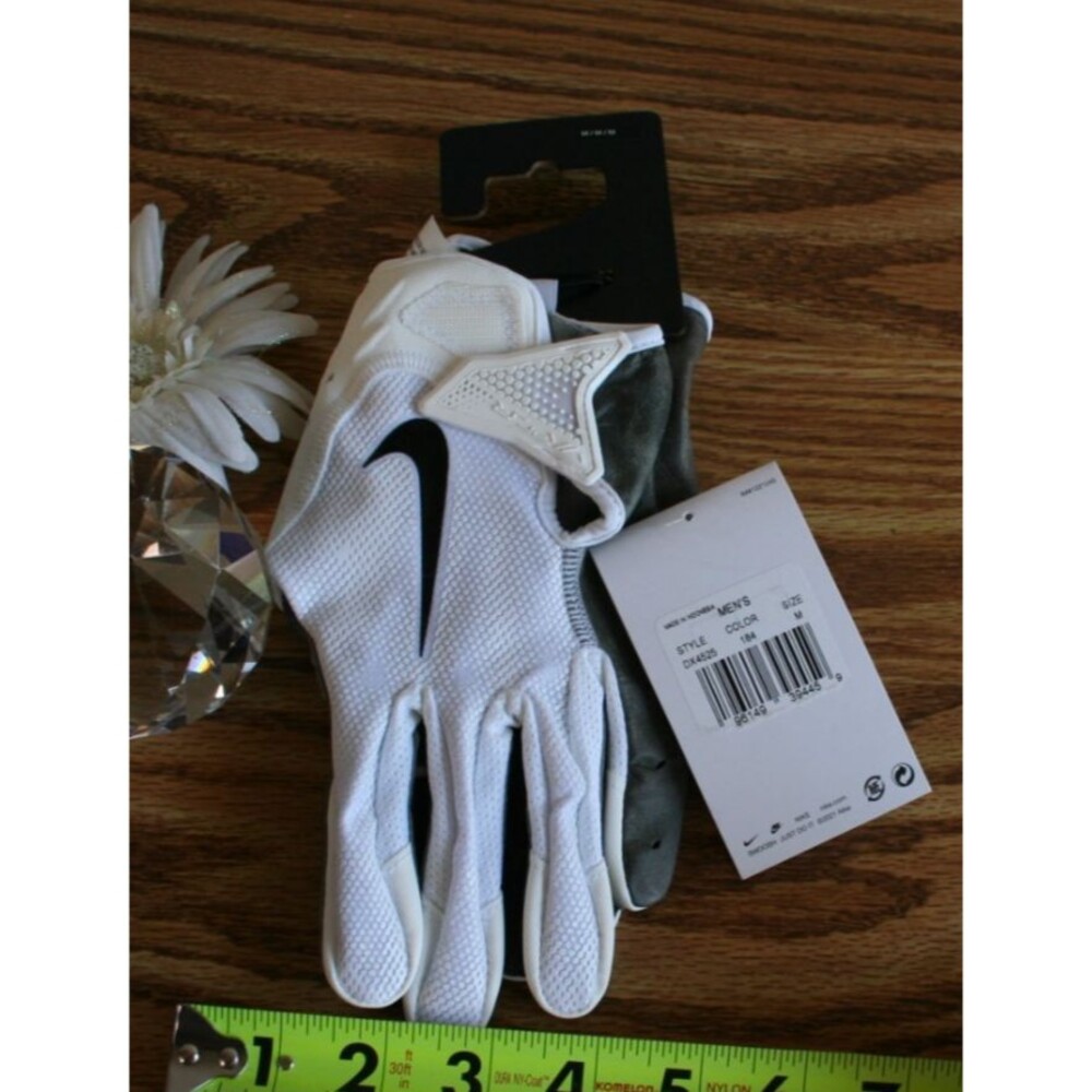 Nike Vapor Jet Football Gloves White Grey Leather DX4525 Mens Medium